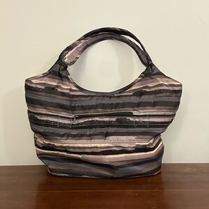 Striped Tote Bag with Interior Pocket